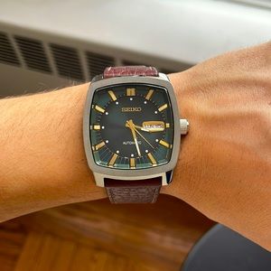 Seiko Men's Recraft Series Automatic Leather Casual Watch (Model: SNKP27)